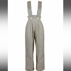 Vivien of Holloway Pinafore Trousers Checkered Women's Jumpsuit Retro Size L XL